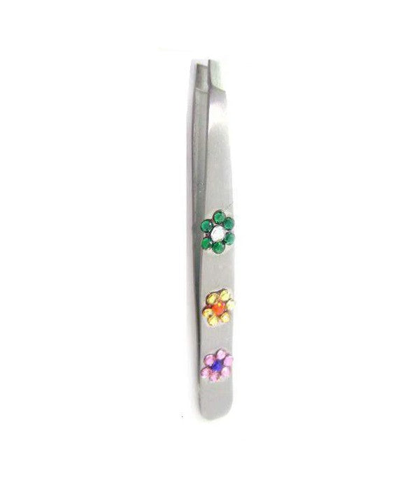 Crystal Slanted Tweezers-Flower Gems