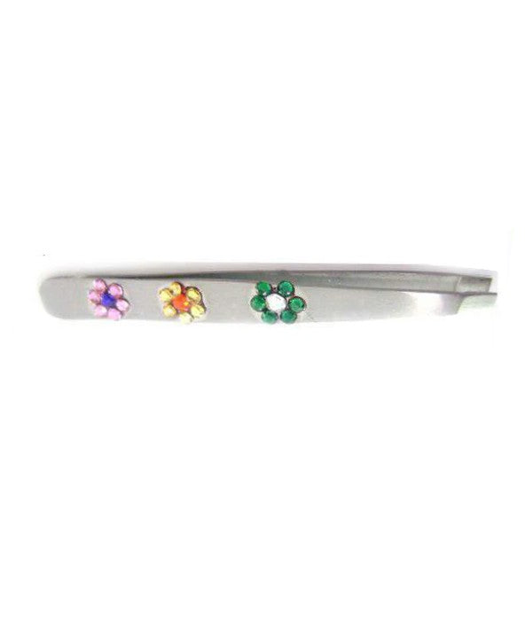 Crystal Slanted Tweezers-Flower Gems