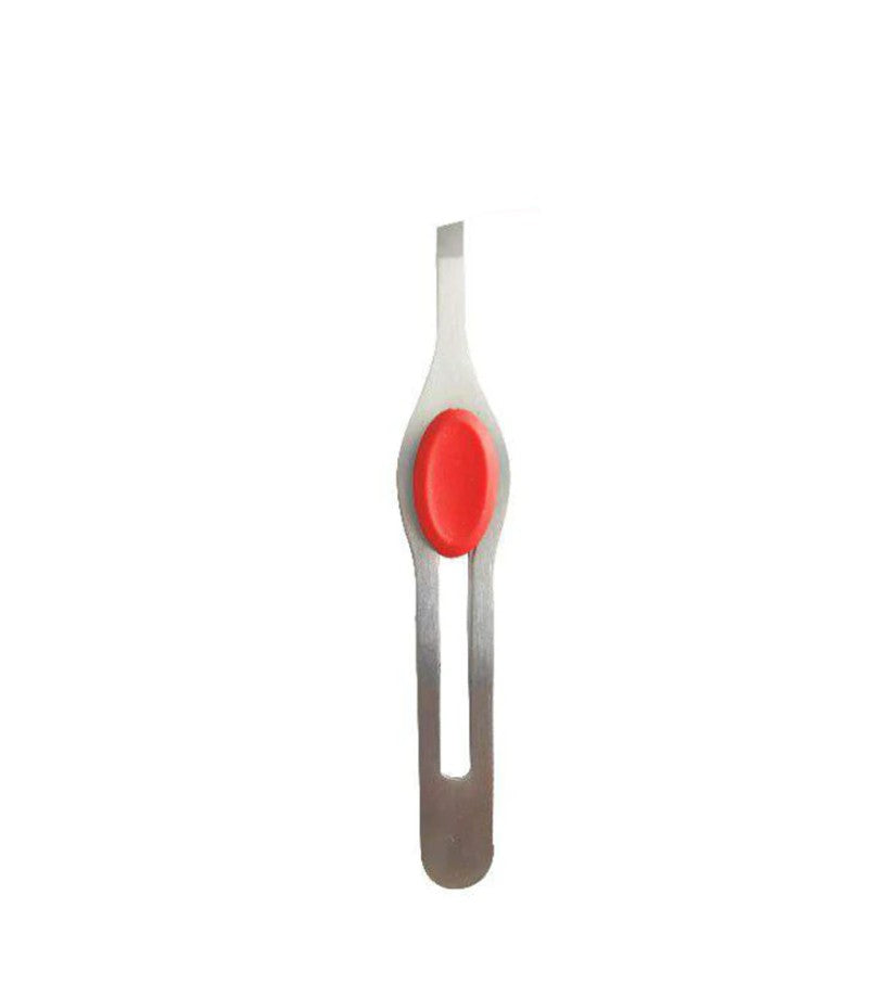 Comfort Grip Slanted Tweezers-Red Grip