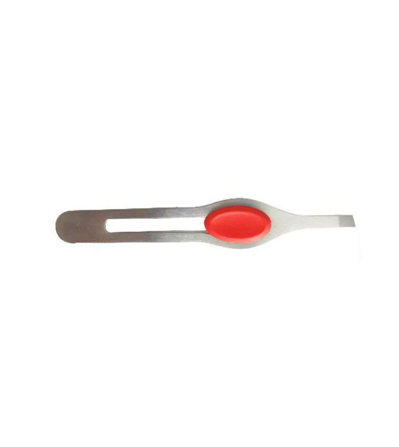 Comfort Grip Slanted Tweezers-Red Grip