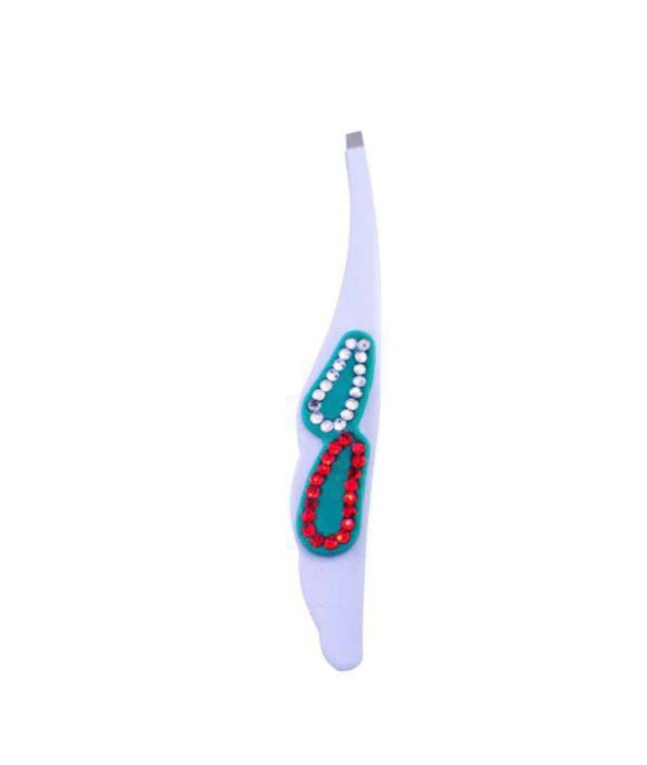 Crystal Slanted Tweezers- White