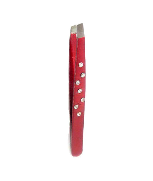 Crystal Slanted Tweezers- Red