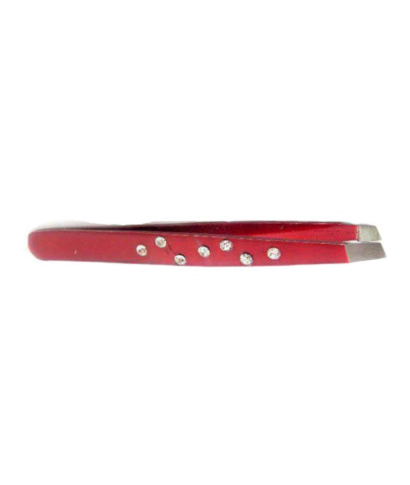 Crystal Slanted Tweezers- Red