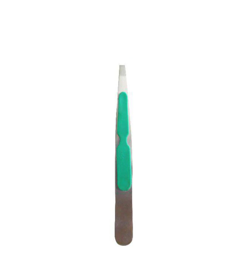 Comfort Grip Straight Tweezers-Green Grip