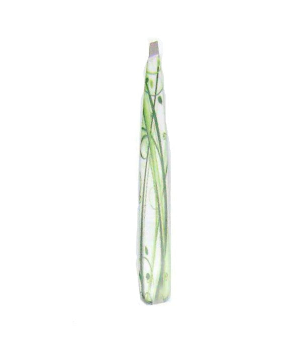 Designer Tweezers-White/Green vines