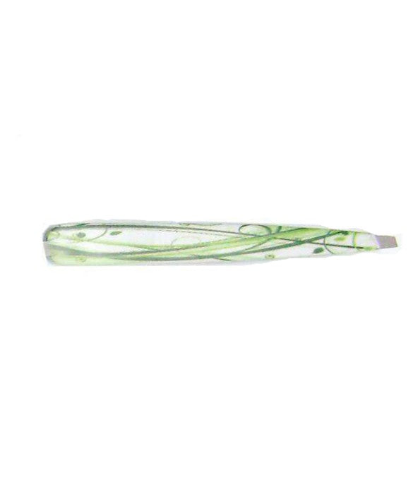 Designer Tweezers-White/Green vines