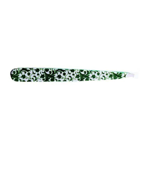 Designer Tweezers-White/Green Floral