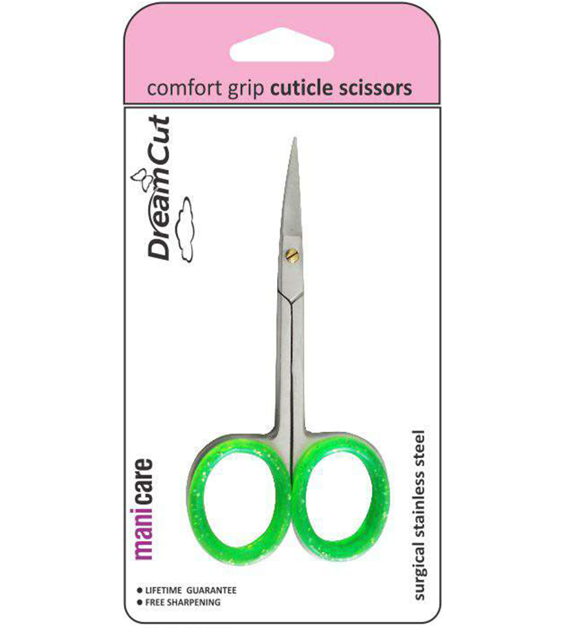Comfort Grip Cuticle Scissors-Green Grips