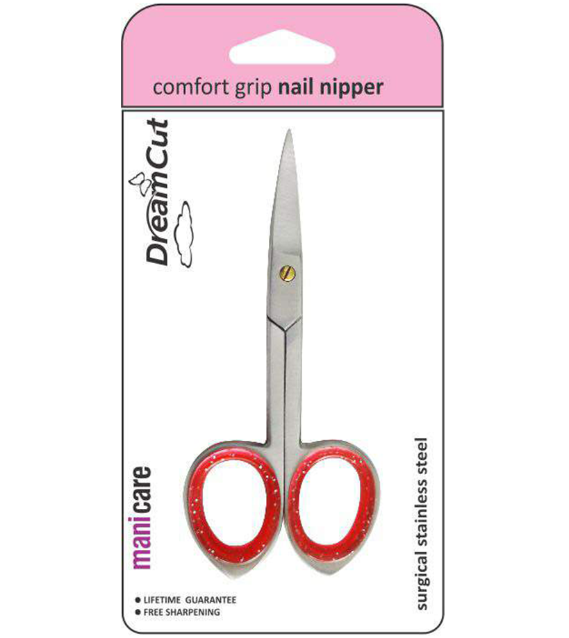 Comfort Grip Nail Scissors-Red Grips