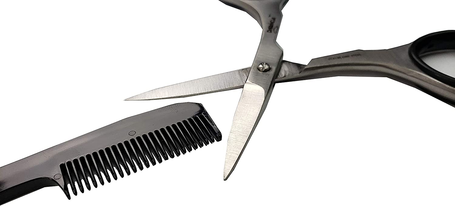 Professional Stainless Steel Sharp Beard & Mustache Scissors with Comb