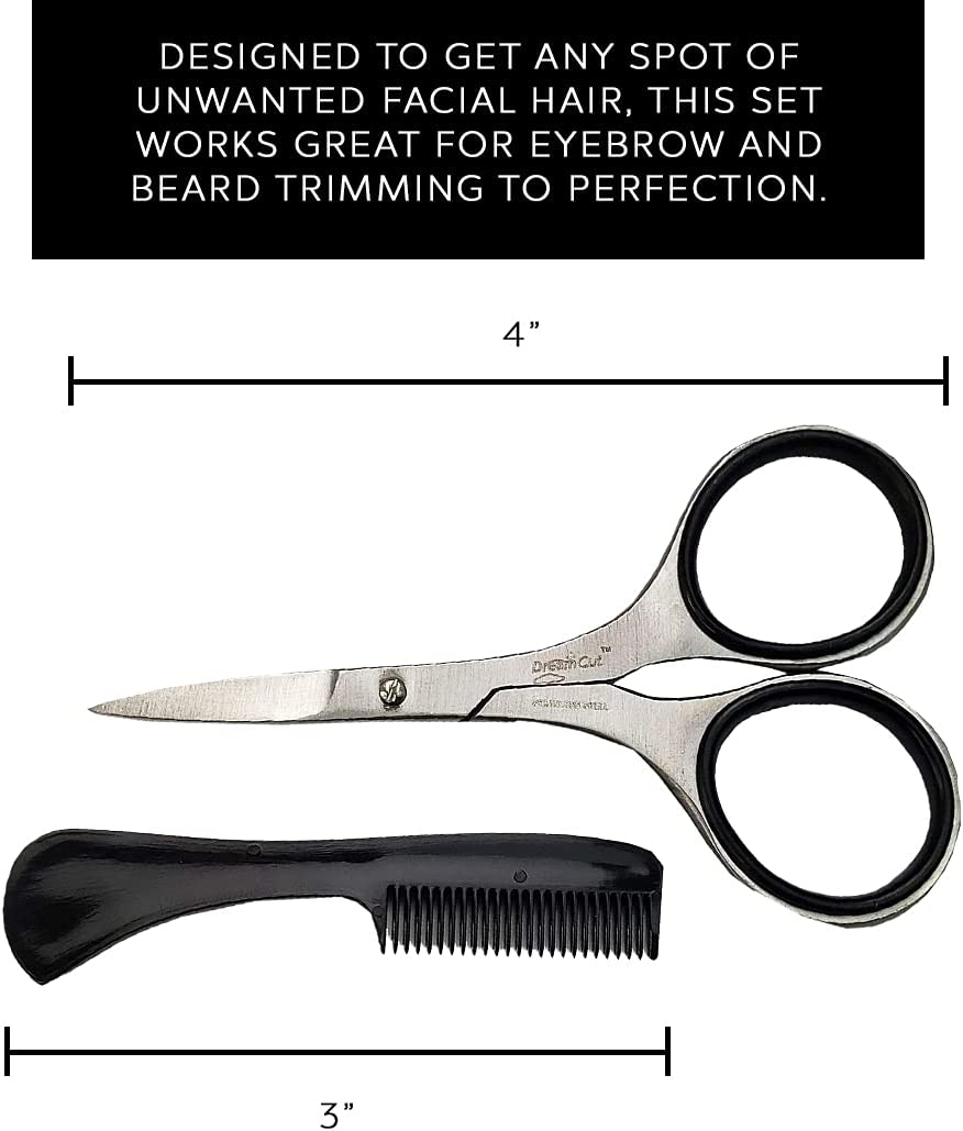 Professional Stainless Steel Sharp Beard & Mustache Scissors with Comb
