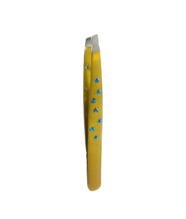 Crystal Slanted Tweezers-Gold and Gems