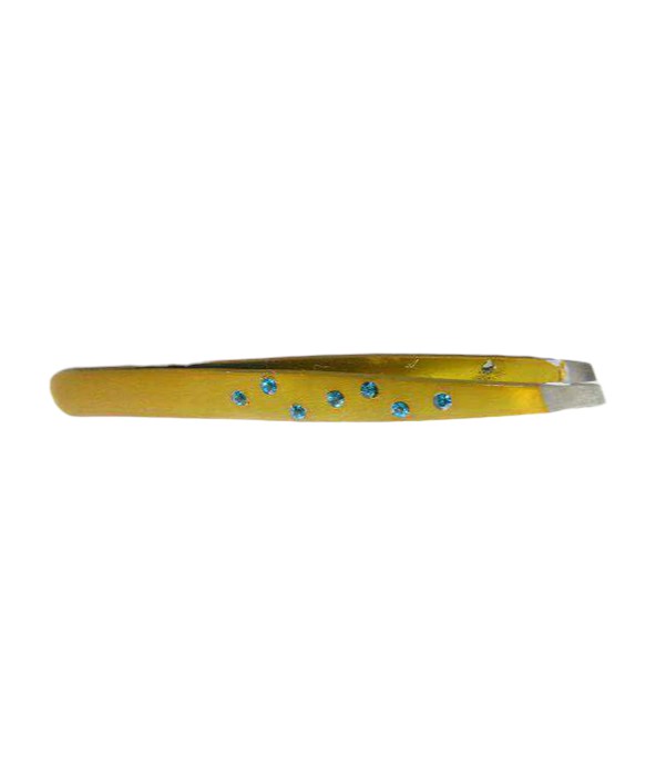 Crystal Slanted Tweezers-Gold and Gems