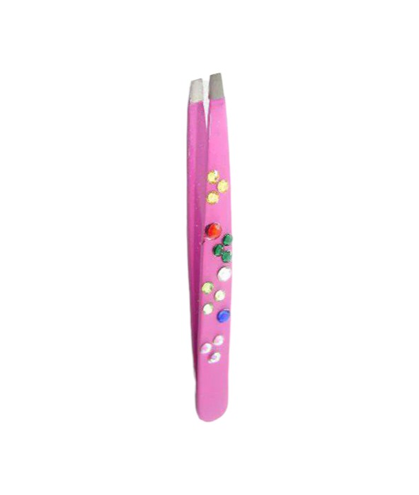 Crystal Slanted Tweezers- Pink