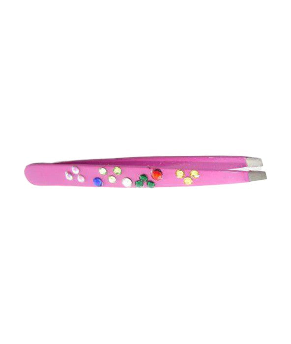 Crystal Slanted Tweezers- Pink