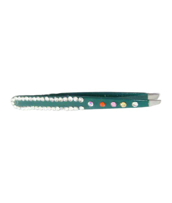 Crystal Slanted Tweezers- Green