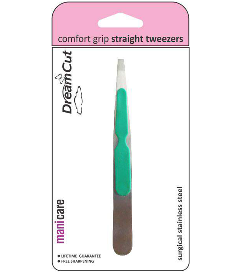Comfort Grip Straight Tweezers-Green Grip