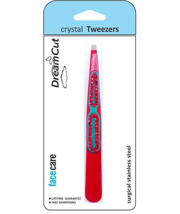 Crystal Slanted Tweezers-Red Gem